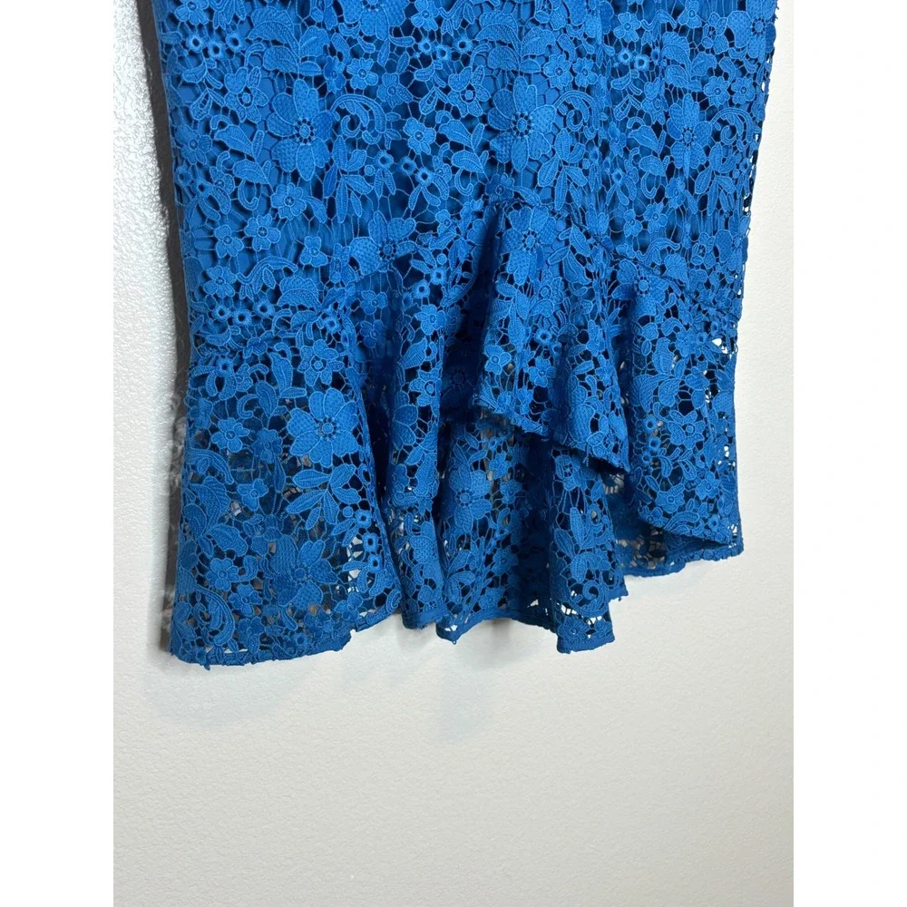 Shoshanna Edgecombe‎ Blue Floral Lace Midi High Low Dress Size 12